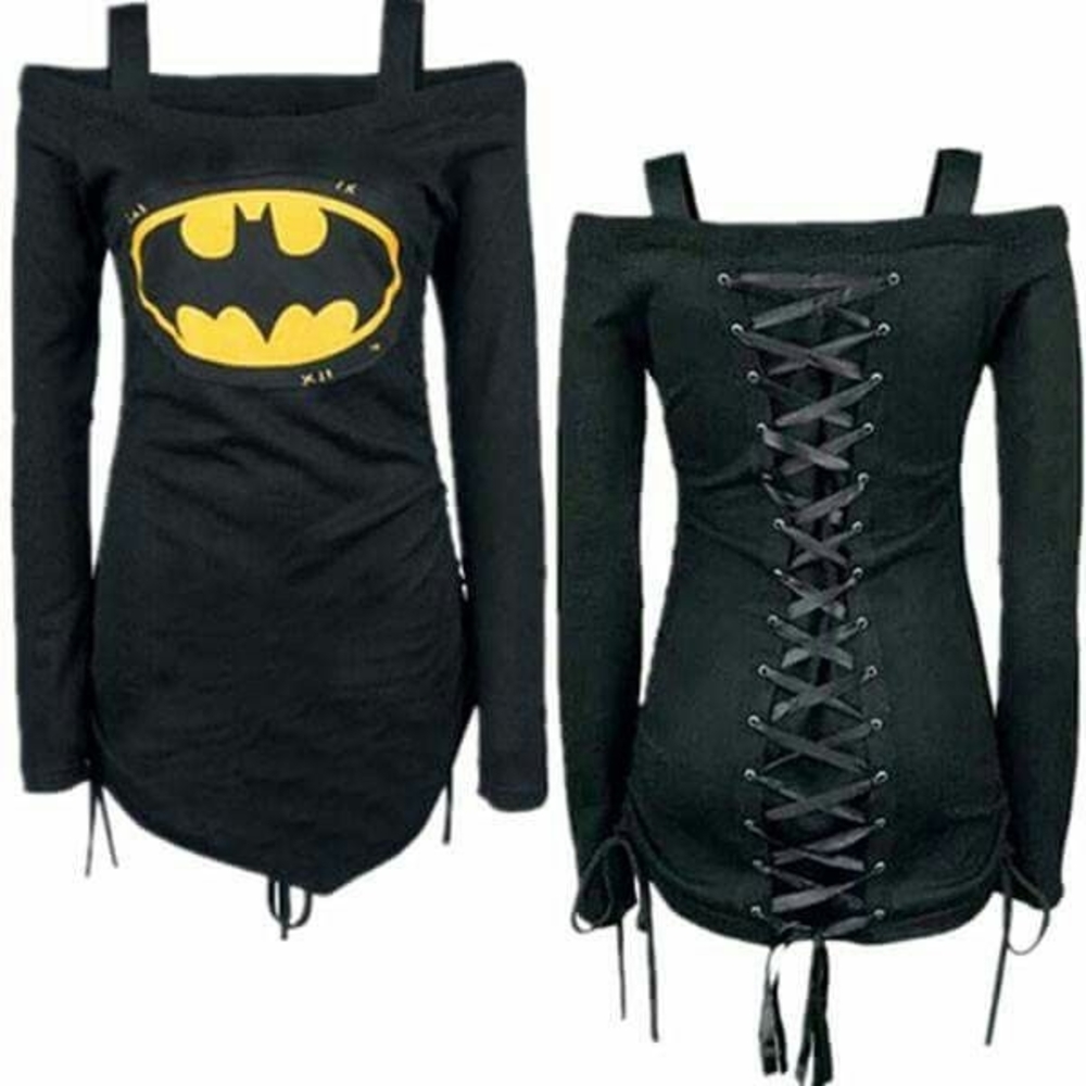 EUC Large Cold-Shoulder Dress With Lace Up Back